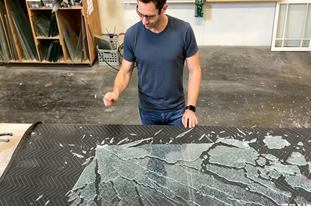 tempered glass fragmentation test at Ulianglass quality control laboratory