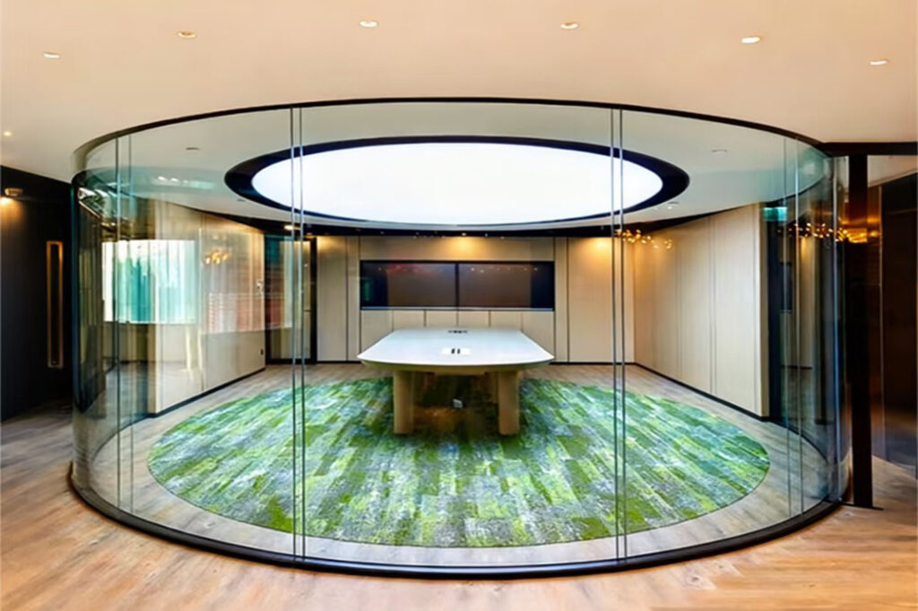 decorative curved interior glass