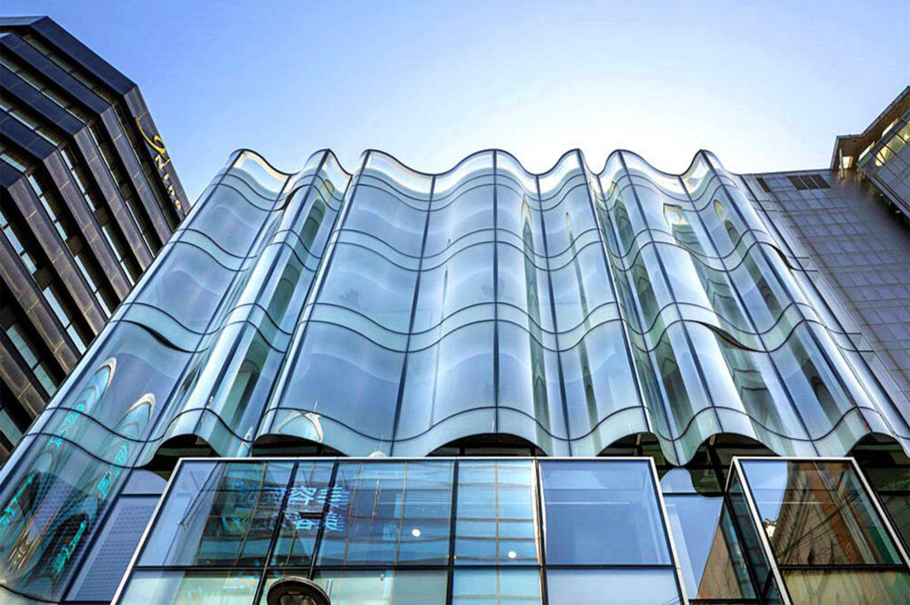 commercial curved curtain wall glass