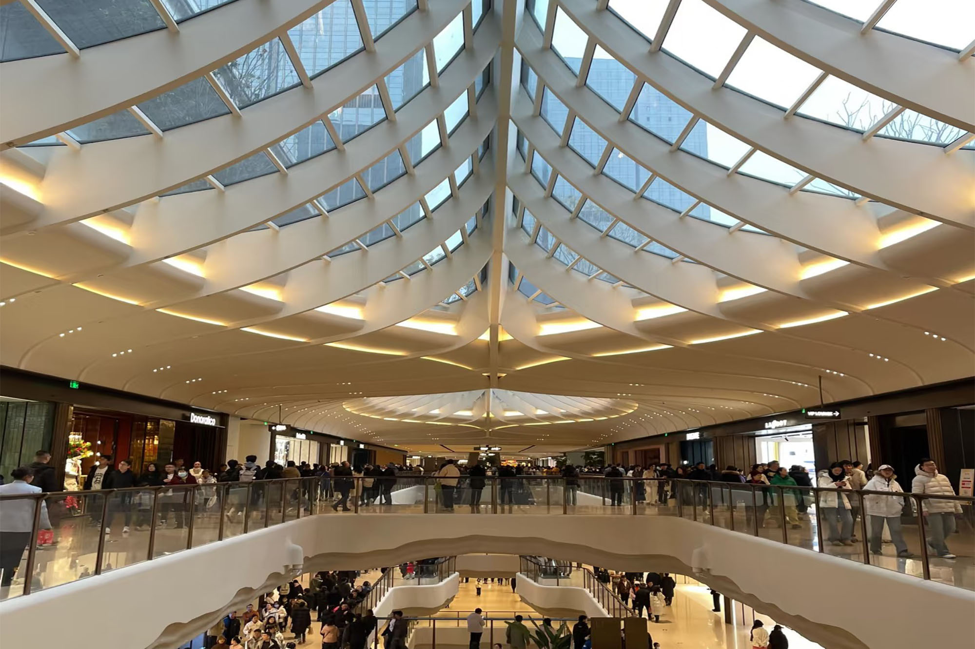 shopping mall architectural glass facade