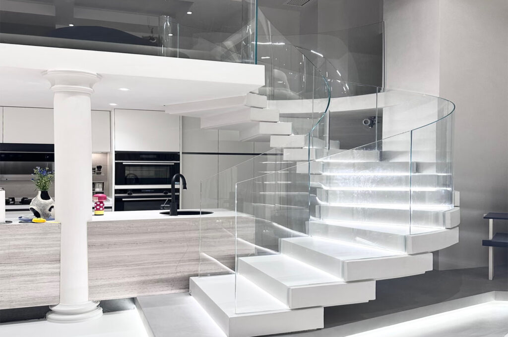curved glass staircase project