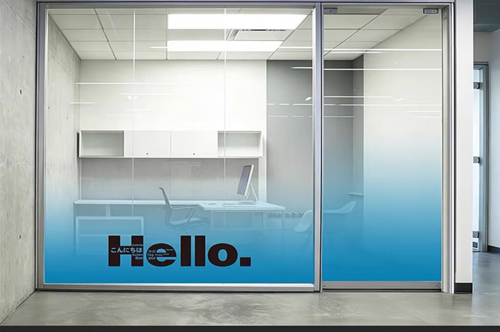 office glass partition with gradient design