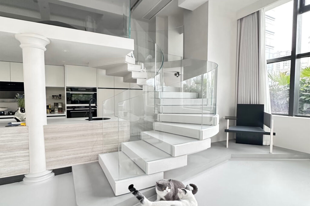 custom bent glass staircase project