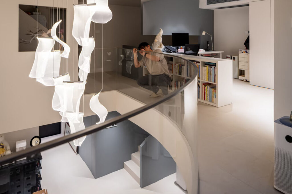 commercial building glass staircase